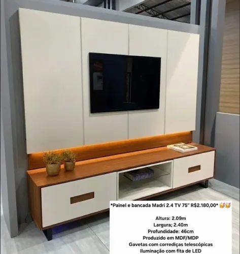 *Painel e bancada Madri 2.4 TV 75" R$2.180,00*