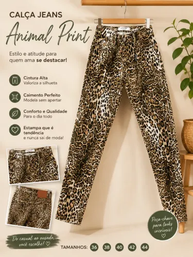 Calça LANÇA PERFUME ORIGINAL , feminina (NÚMERO 36) - NOVA COM ETIQUETA, estampa : animal