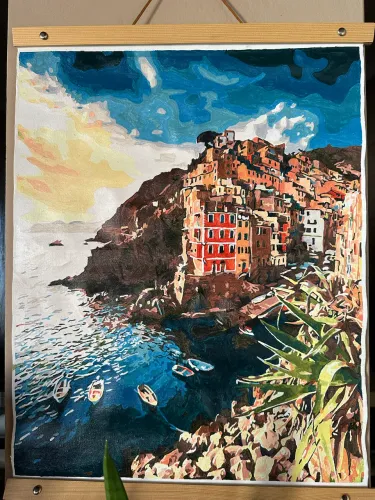 Obra Decorativa Pintada à Mão Paisagem Mediterrânea