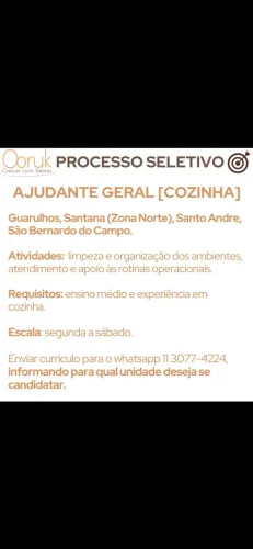 Ajudante Geral ( COZINHA)