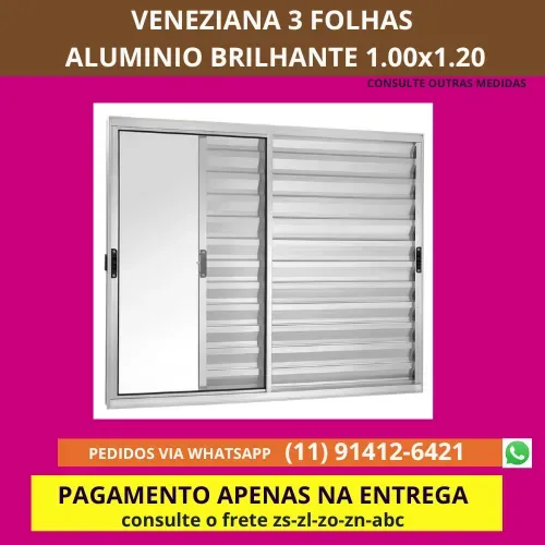 Veneziana aluminio brilhante 3 folhas 