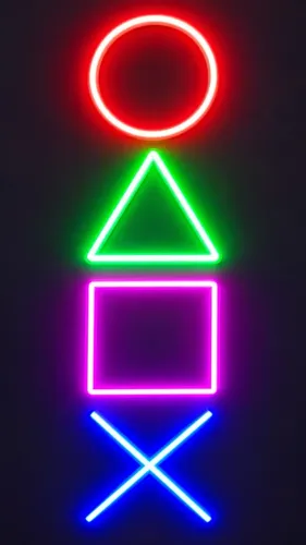 LED Neon PlayStation - X, Bola, Quadrado e Triângulo