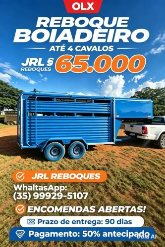 Reboque boiadeiro <br><br>- Modelo: Boiadeiro Quinta Roda ? até 4 cavalos de lareboquedo
