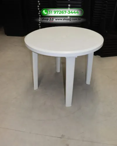 MESA BRANCA REDONDA DESMONTÁVEL
