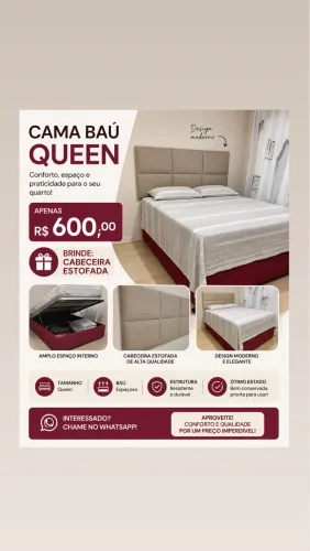 Cama casal Queen bau