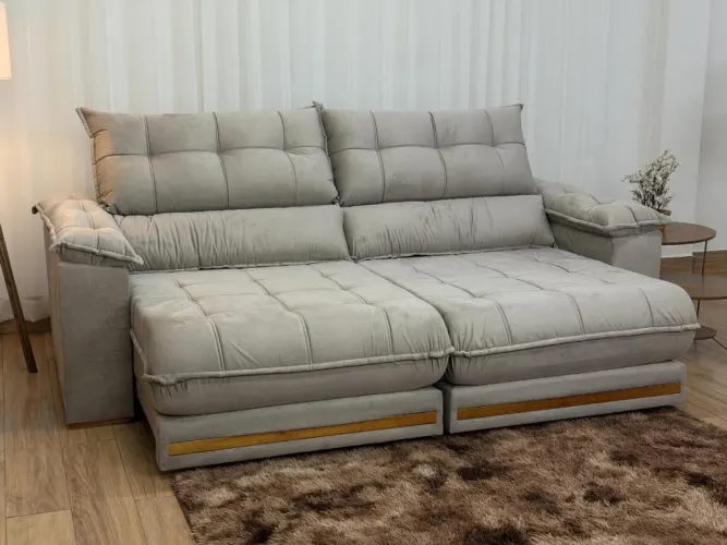Sofá Retrátil Reclinável Portinary 2,10m D33 e Molas Ensacadas l65