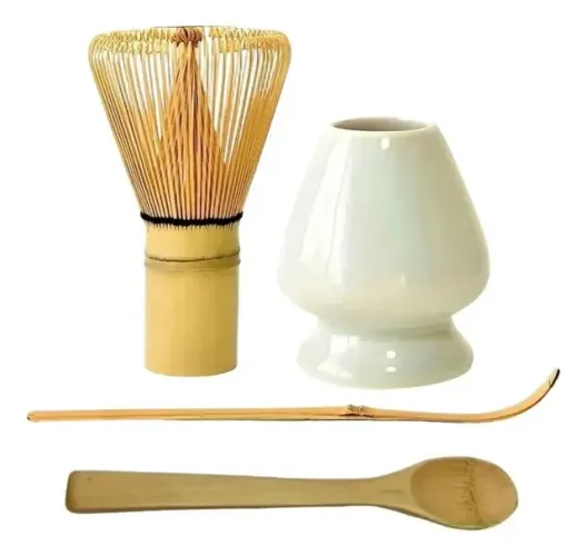 Conjunto de matcha japonês de 4 peças, batedor tradicional de bambu