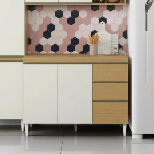 Balcão De Cozinha com 3 Portas e 2 Gavetas Clara - Atacama