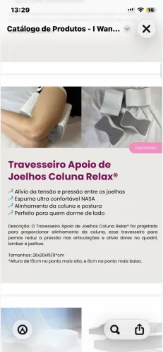 Travesseiro apoio perna