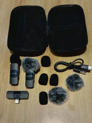 Microfone Sem Fio BOYA BY-V20 USB-C com 2 Microfones e Acessórios
