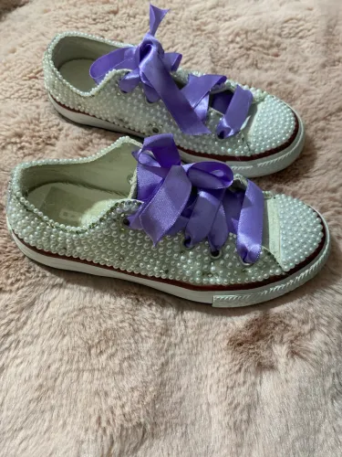 Tênis Allstar Infantil com pérolas tamanho 28
