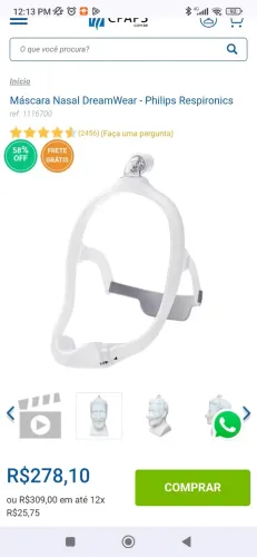 Máscara Cpaps Philips Respironics DreamWear