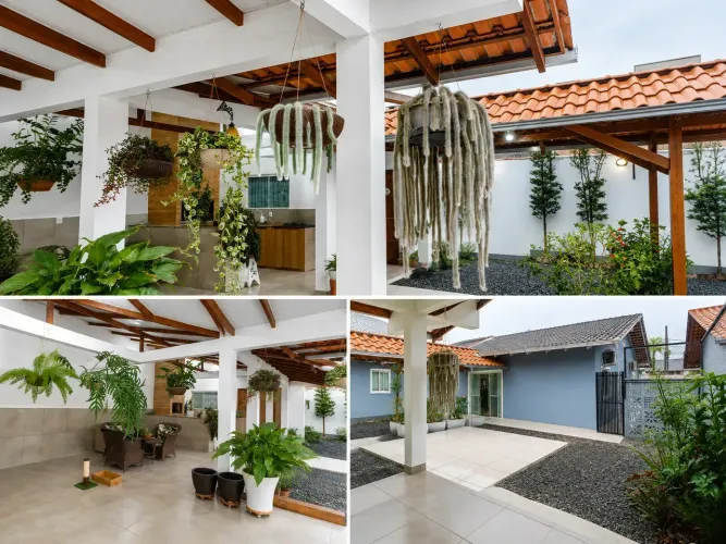 Vejam só esta casa, tem uma área de festa espetacular, cuidado e conservação tipo de casa 