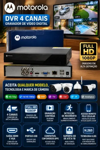 DVR Motorola de 4 Canais. Full HD. Garantia de 2 anos e troca expressa.