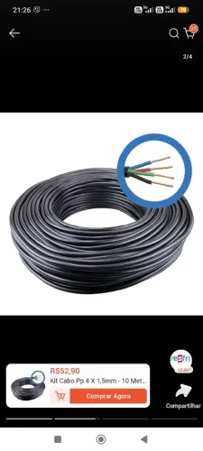 Cabo PP 4 x 1.5mm (10 metros)