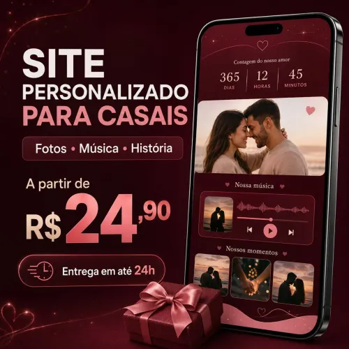 Site personalizado para casal com fotos música e história