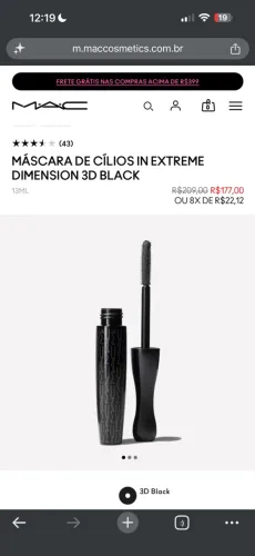 MAC máscara de cílios In Extreme Dimension 3D Black