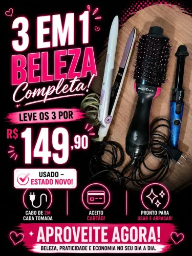 Kit secador e escova e chapinha