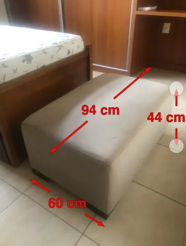 Puff Estofado Clássico retangular 2 lugares