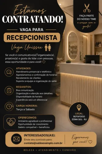 Vaga de Recepcionista 