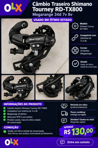 Câmbio Traseiro Shimano Tourney
