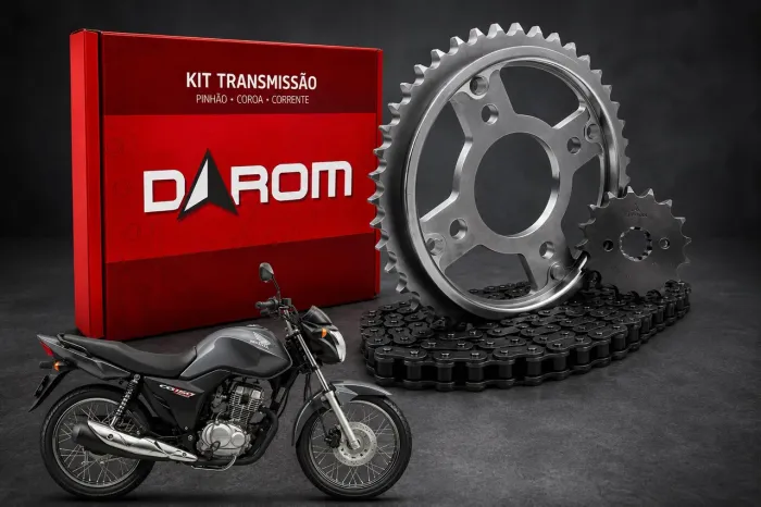 Kit Transmissão Honda Fan (Coroa, Pinhão e Corrente)