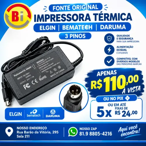 Fonte Original Impressora Térmica Elgin Daruma Bematech - Garantia 90 dias