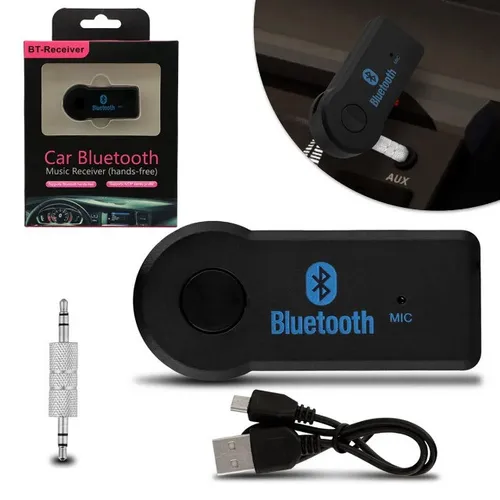 Adaptador Receptor Bluetooth Aux P2 Música Som Carro