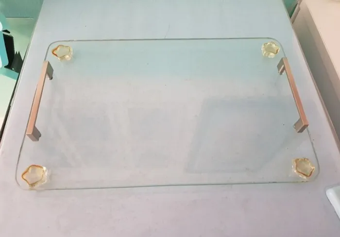 Bandeja De Vidro Retangular Artesanal Decoração Vintage