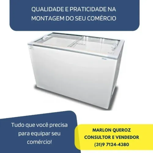 Freezer Horizontal Tampa de Vidro Novo 411L