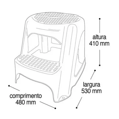 Banqueta Step Multiuso 2 Degraus Preta 25616