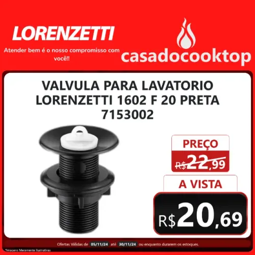 Válvula para Lavatório Lorenzetti 1602 F20 Preta 7153002