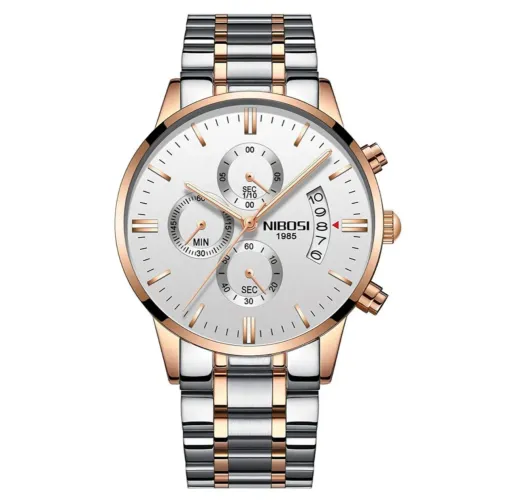 Relógio Masculino Nibosi 1985 - Dourado e Prata