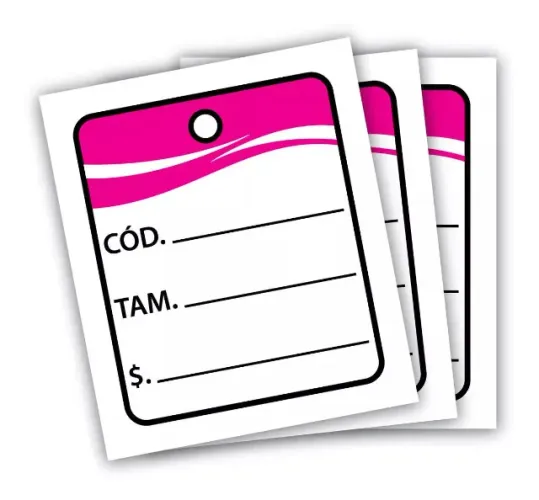 etiquetas para roupa tag de precificação 30x38 mm cor - rosa