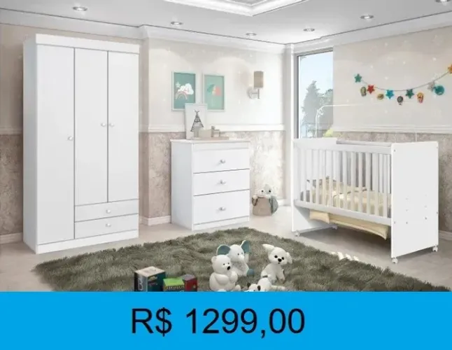 Conjunto de bebe - Berço - comoda e roupeiro - Pronta entrega - Montagem gratis