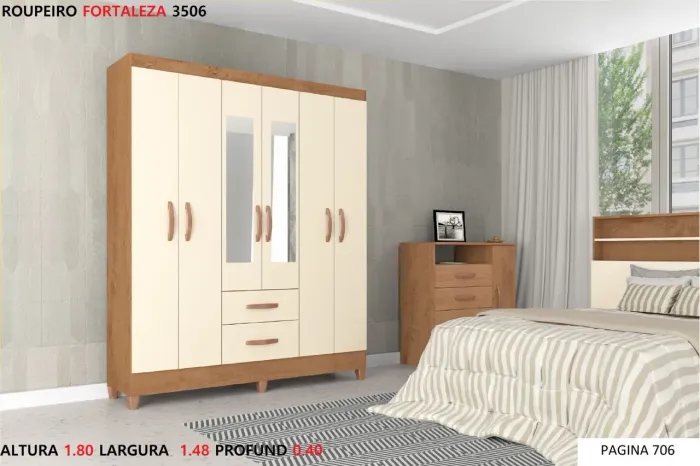 Gurda roupa 6 portas 2 gavetas