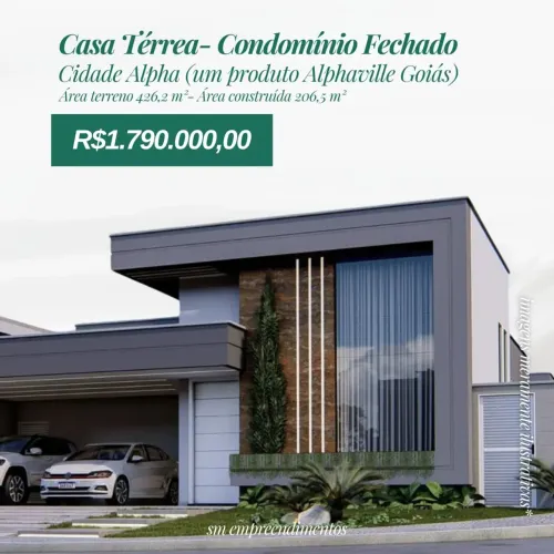 CASA CONDOMÍNIO TERRAS ALPHA GOIÁS 1 Casa em Condomínio com 3 Quarto(s) e 4 banheiro(s) à 