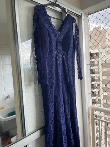 Vestido Longo de renda azul
