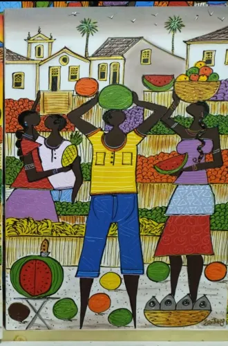 George Santiago artista naif da Bahia salvador medida 70x50