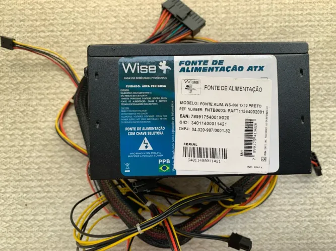 FONTE ATX PC WISE ws-600 Chaveada