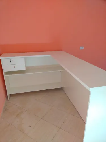 Balcão Comercial em L - MDF branco TX 15mm