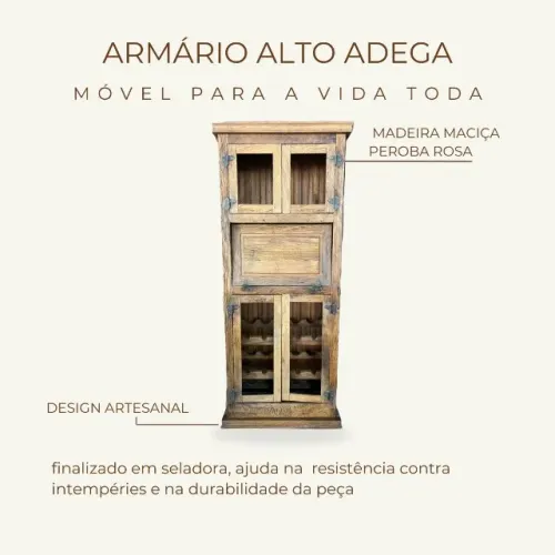 Armário adega madeira maciça peroba rosa  