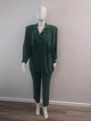 Conjunto de Blusa e Calça Verde 100%Seda