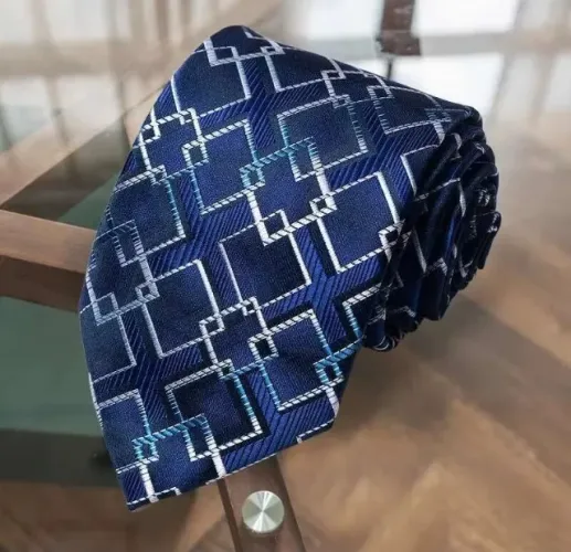 Gravata Azul Losangos entrelaçado clássico