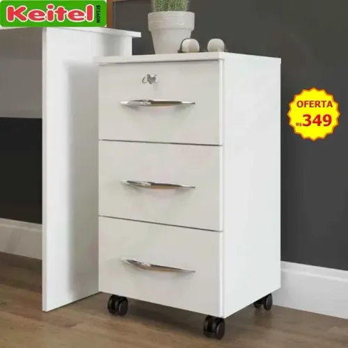 Balcão Escritório 3 Gavetas Sólu