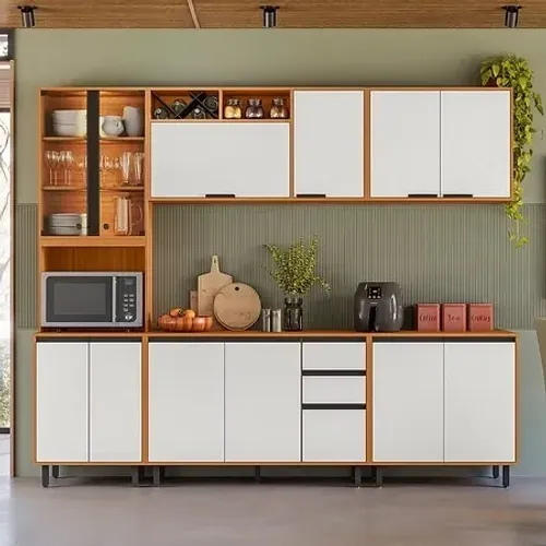Cozinha Ravena 5 peças 11P e Cristaleira com LED - Entrega e montagem GRATIS p/Fortaleza