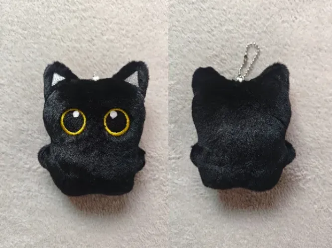Pelúcia chaveiro pequeno gato preto 10cm