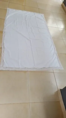 PROMOÇÃO! TOALHA DE MESA RETANGULAR BRANCA COM RENDA- NOVA
