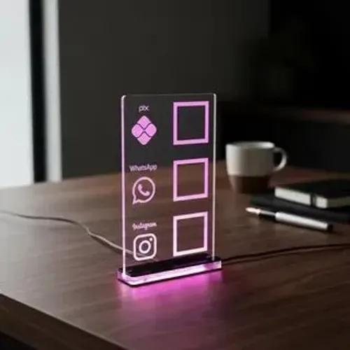 Plaquinha Luminosa Para QR Code Pix Instagram Whatsapp 