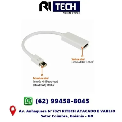 Conversor Adaptador Mini Displayport para HDMI Macbook Monitor Tela